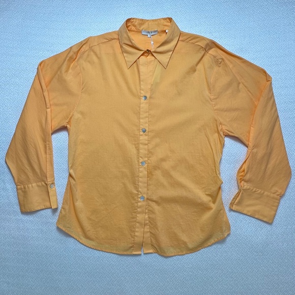 NWT VINCE Sculpted Long Statement Sleeve Voile Shirt 100% Cotton Women's Size L - Picture 4 of 11